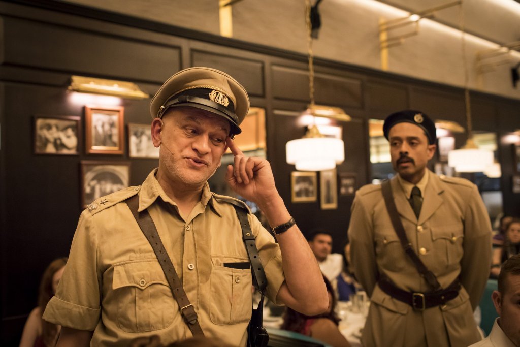 Harmage Singh Kalirai as the Inspector and Raj Aich as Romesh in Night at the Bombay Roxy. Photo Credit Helen Maybanks.