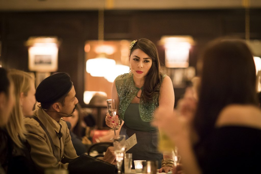 Raj Aich as Romesh and Sophie Khan Levy as Ursula in Night at the Bombay Roxy. Photo Credit Helen Maybanks.